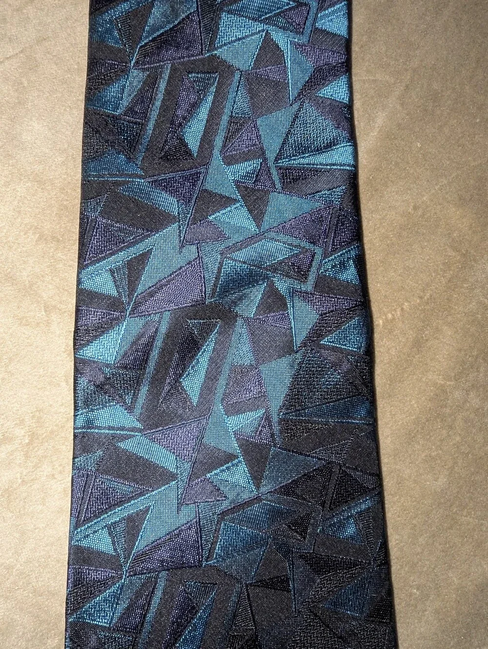 Vintage Garrick Anderson Silk Tie Abstract Geometric Blue